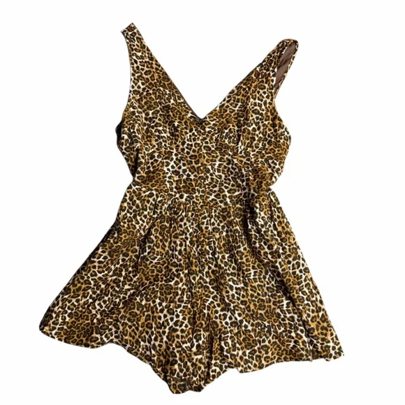 American Eagle AE V-Neck Romper Leopard Print Size Medium - Picture 6 of 13